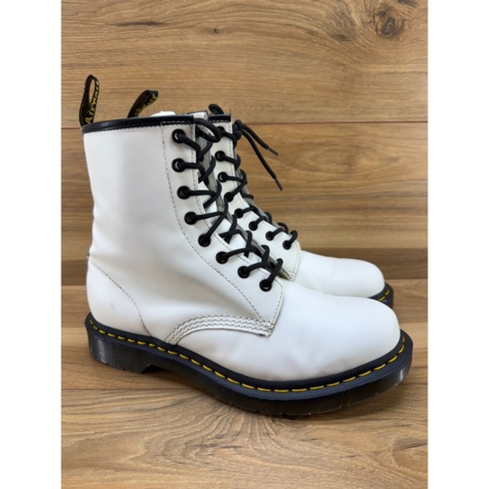 Dr Martens‎ Womens Boots 10 White Leather Lace Up Combat Boots 11821 EU 42